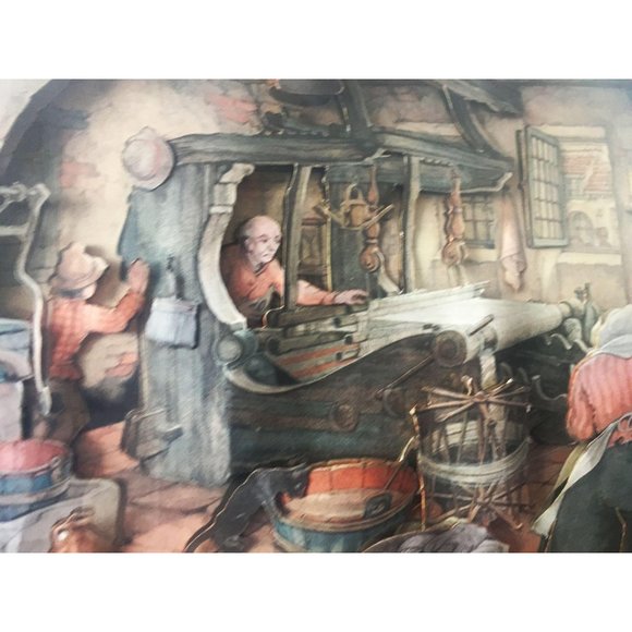 Vintage Anton Pieck Framed 3D Cut Paper Art 14x12 - Picture 6 of 12